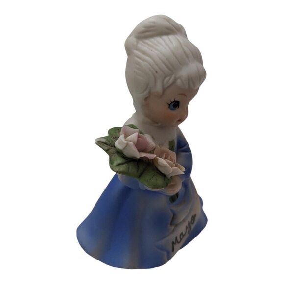Vintage Lefton May Birthday Angel Figurine Flower Porcelain 4.25"‎ X 3” Japan - Picture 3 of 4